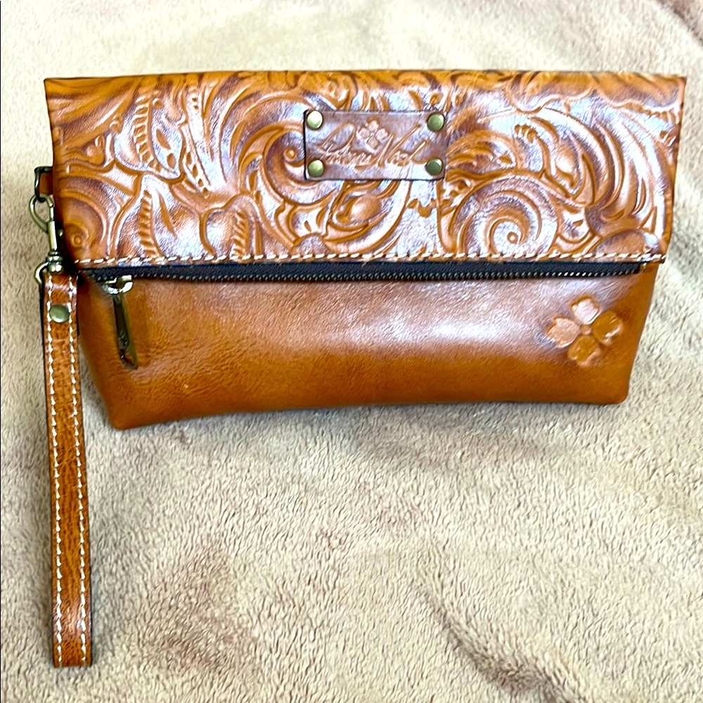Patricia Nash Valerie Tooled Leather Fold over Wristlet